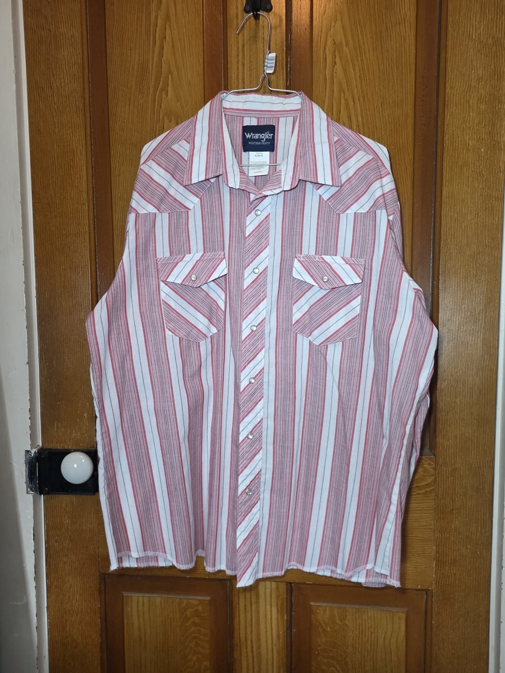 Wrangler Men's Red & White Striped Western Shirt